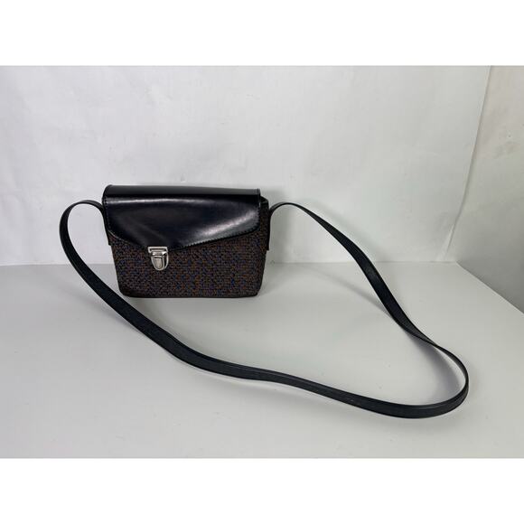 Vintage Belding California Saddle Leather Tweed Bag Crossbody Bag Purse 7x5.5" - Picture 1 of 16